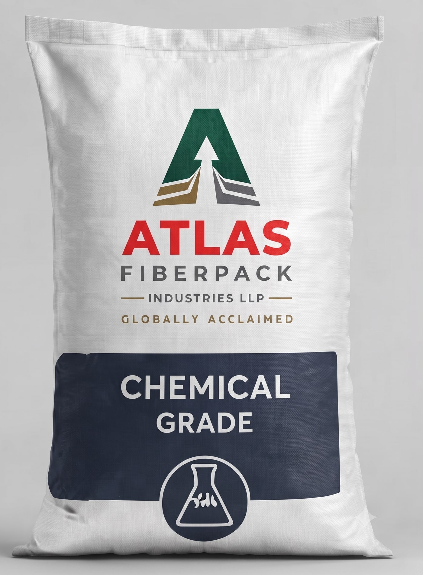 Chemical-grade laminated bag with navy panel