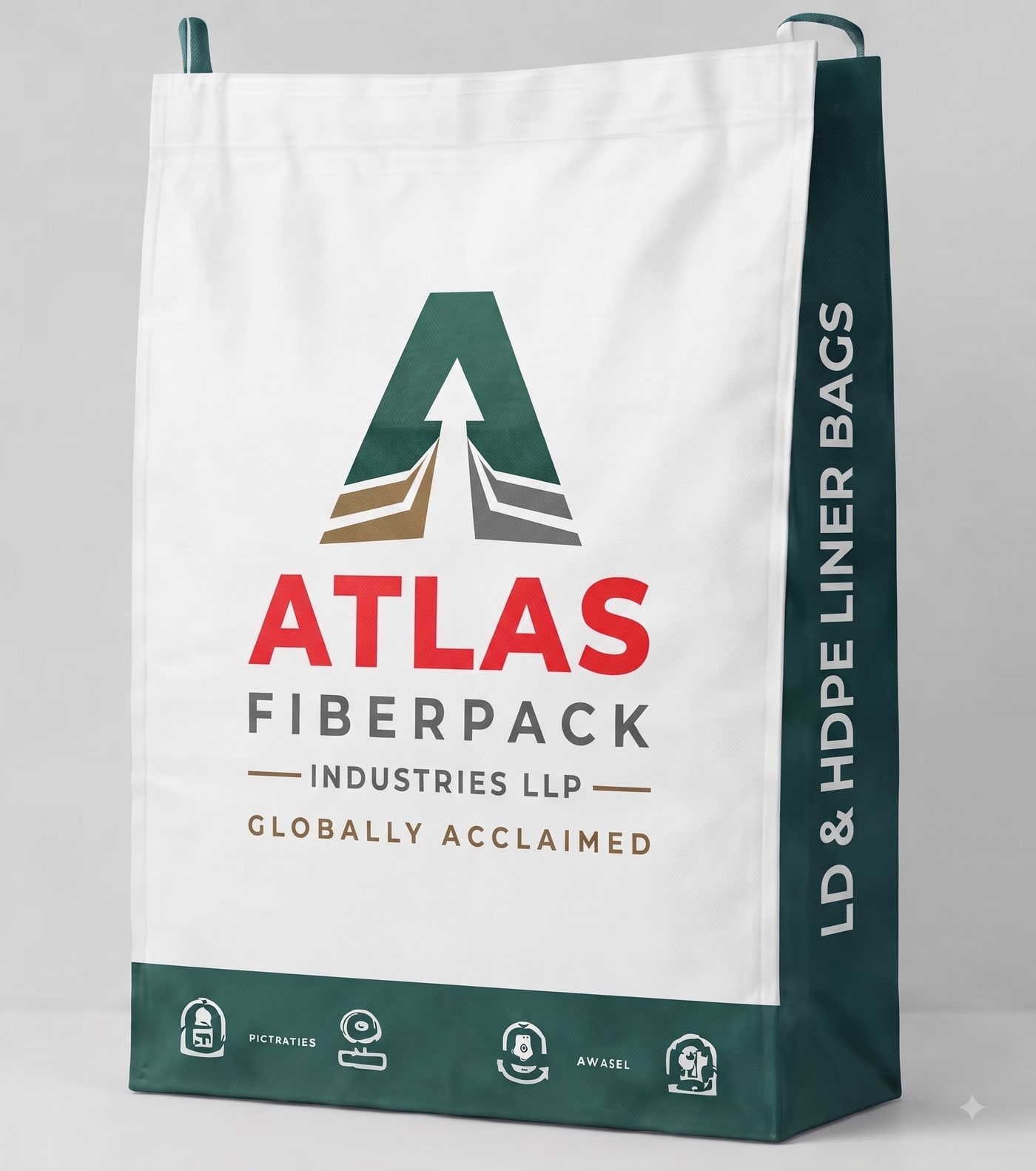 LD and HDPE liner bag with block bottom, carry loops and printed gusset